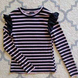 Who What Wear Ruffle Striped Sweater